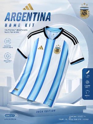 Picture of Argentina Football Jersey 2026 | Premium Quality Half Sleeve Soccer T-Shirt | Messi Fan Edition | Argentina Home Kit - Multicolor