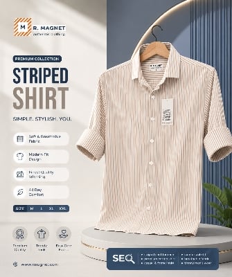 Picture of Men's Premium Solid Color Casual Shirt | Elegant Smart Fit Plain Cotton Formal & Casual Wear Shirt - Brown