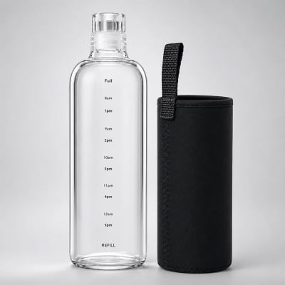 Picture of Time Marker Glass Water Bottle