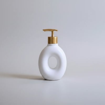 Picture of Donut Ceramic Soap Dispenser - Luxury Hand Wash Dispenser with Gold Pump