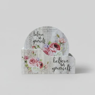 Picture of Shabby Chic Floral Coaster Set with Holder