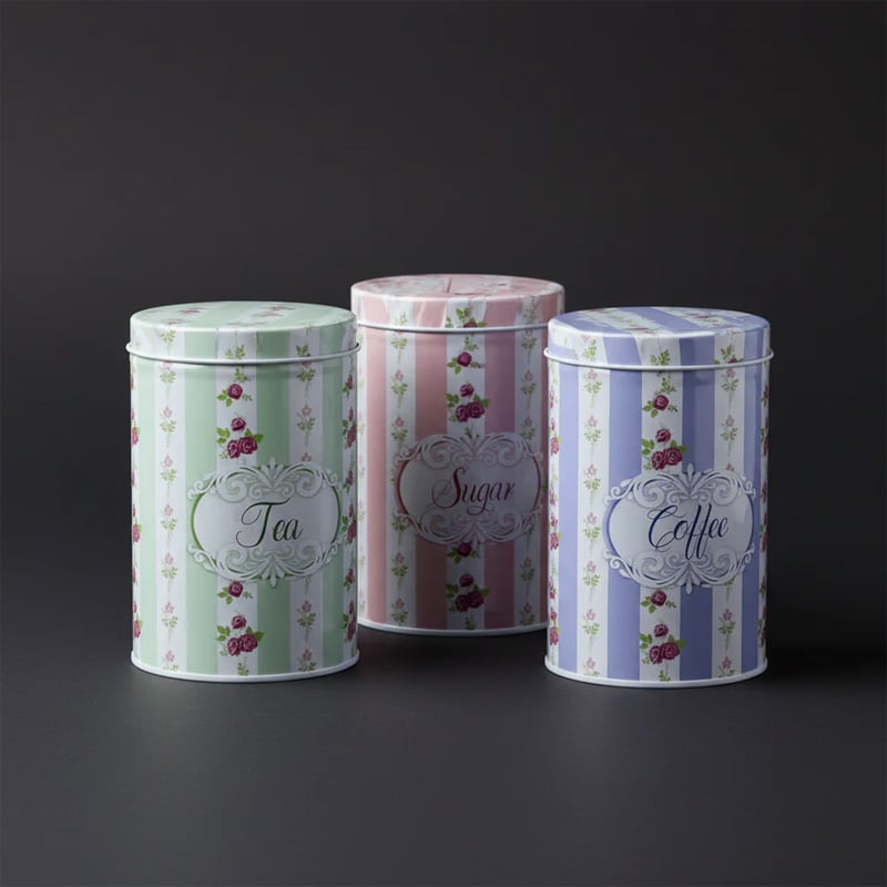 Picture of Vintage Floral Kitchen Canister Set - Sugar, Tea & Coffee