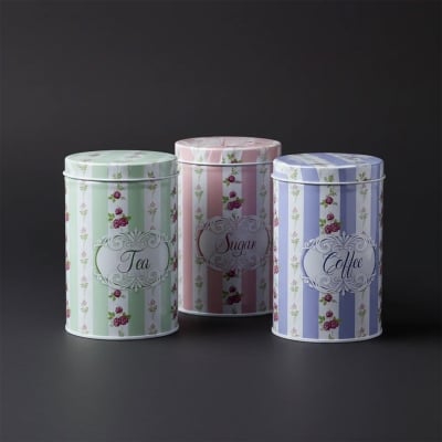 Picture of Vintage Floral Kitchen Canister Set - Sugar, Tea & Coffee