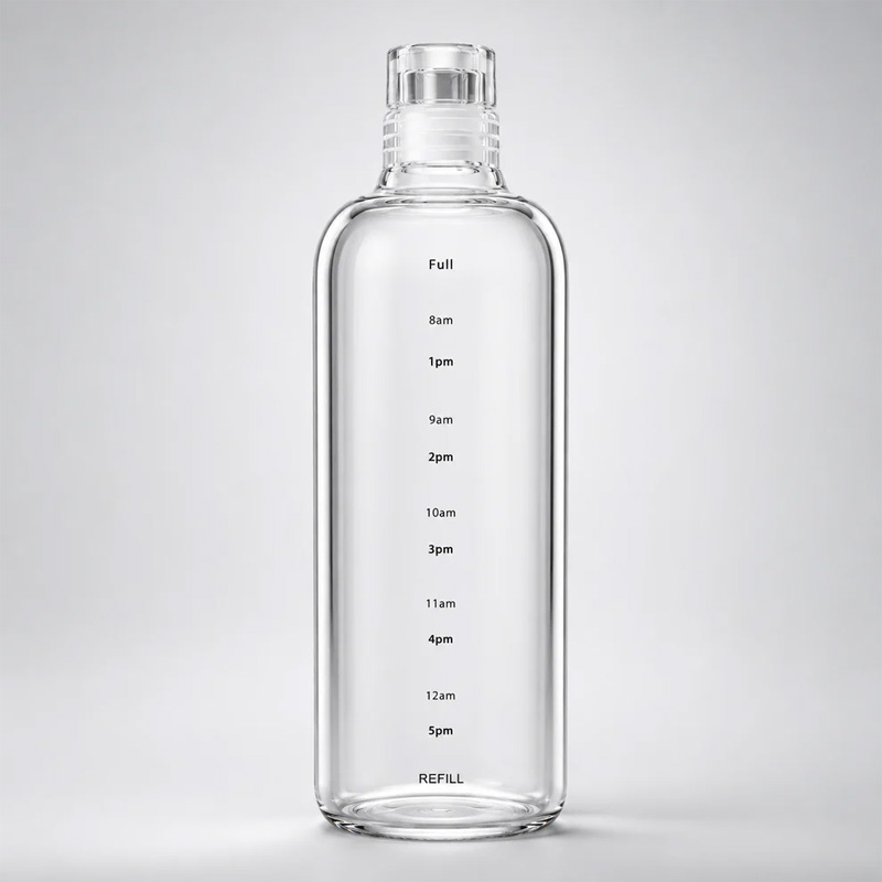 Picture of Time Marker Glass Water Bottle