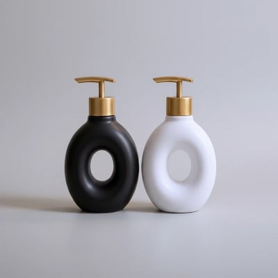 Picture of Donut Ceramic Soap Dispenser - Luxury Hand Wash Dispenser with Gold Pump