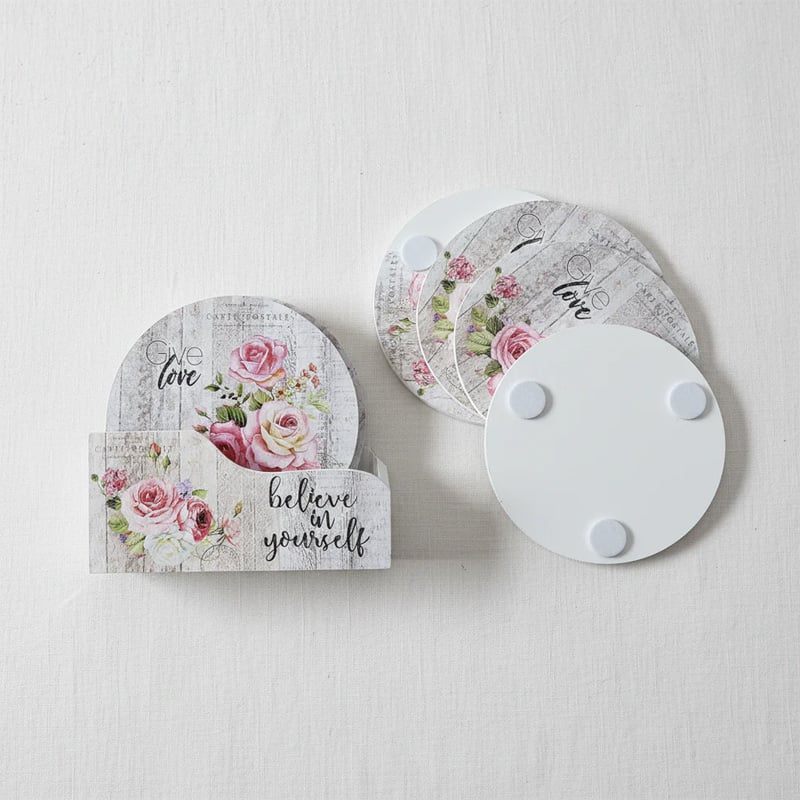 Picture of Shabby Chic Floral Coaster Set with Holder