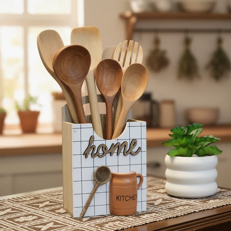 Picture of Farmhouse Wooden Caddy Organizer - Home & Kitchen