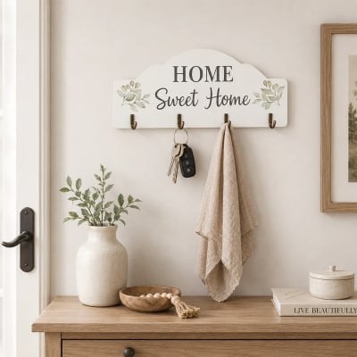 Picture of HOME Sweet Home Wooden Key Holder with 4 Hooks
