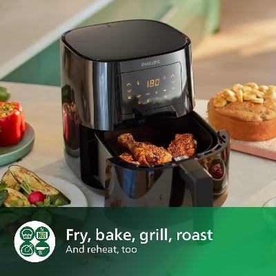 Picture of Philips HD9270 Air Fryer 6.2 Liter Capacity with Rapid Air Technology, Easy Clean Basket Black (2 Year Official Warranty)