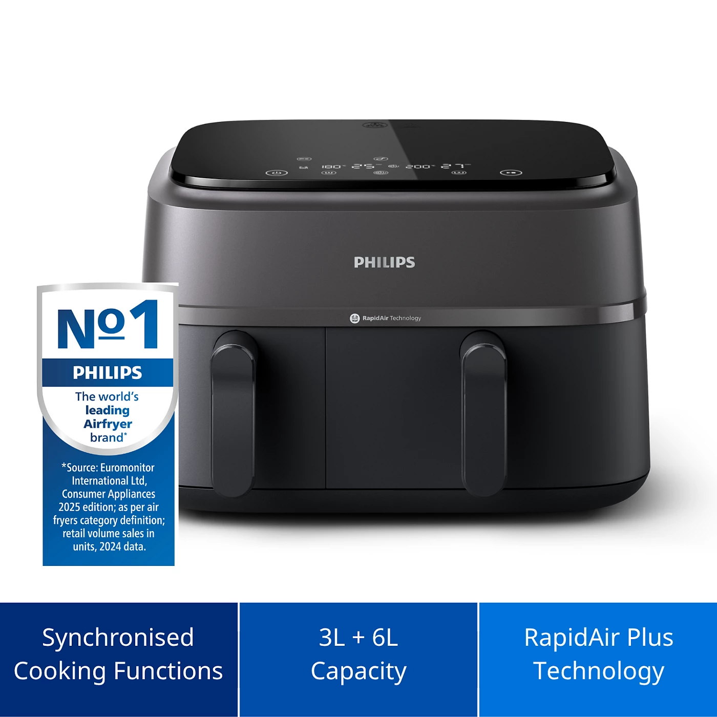 Picture of Philips Airfryer NA350/00 – Dual Drawer, 9.5 Qt (9L) Capacity