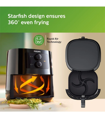 Buy Philips Air Fryer HD9200/90, Uses Up To 90% Less fat, 1400Watt 4.1 Liter, with Rapid Air Technology Black Large Online at Best Price