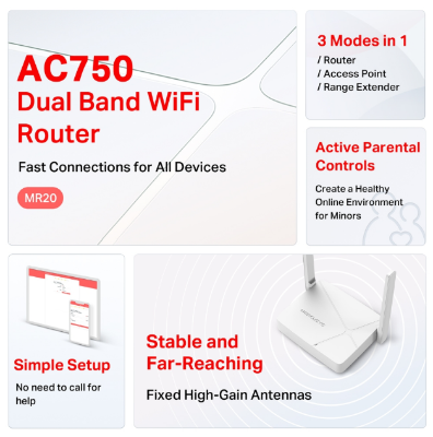 Picture of MERCUSYS MR20 AC750 Dual-Band Wi-Fi 5 Router