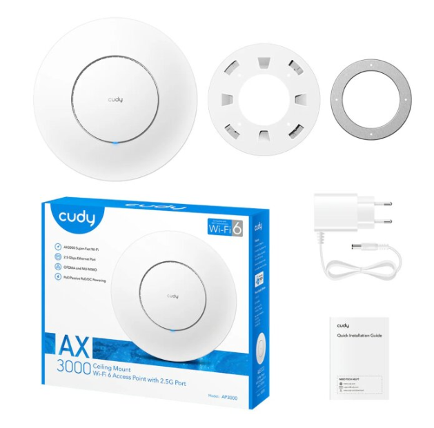 Picture of Cudy AP3000 Indoor AX3000 Mbps Wireless Dual Band Wi-Fi 6 Ceiling Mount Access Point