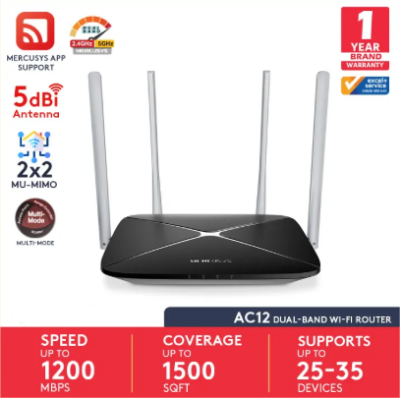 Picture of MERCUSYS AC12 AC1200 Dual Band Wireless Router (4 Antenna)