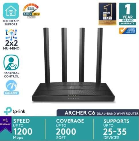 Picture of TP-Link Archer C6 V6.0 AC1200 Mbps Gigabit Dual-Band Wi-Fi 5 Router