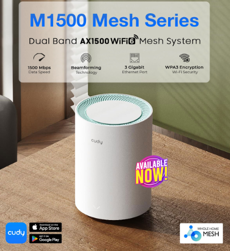 Picture of Cudy M1500 AX1500 Mbps Gigabit Dual-Band Mesh Wi-Fi 6 System (1-Pack)