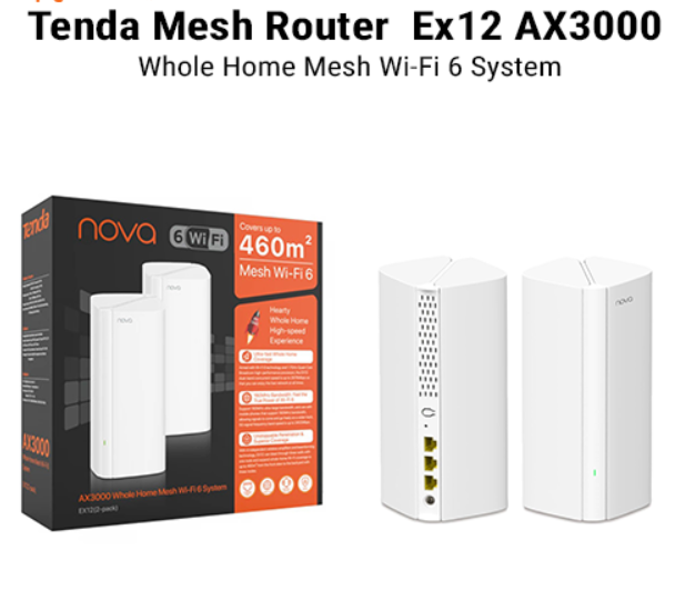 Picture of Tenda Nova MX12 AX3000 Mbps Gigabit Dual-Band Wi-Fi 6 System Network Router (1-Pack)