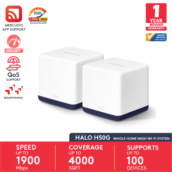 Picture of MERCUSYS HALO H30G AC1300 Mbps Gigabit Dual-Band Wi-Fi 5 Mesh Router (2-Pack)