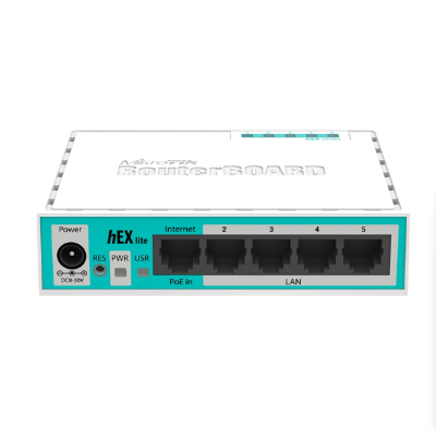 Picture of MikroTik RB750r2 hEX lite 850MHz, 5 Port, 64 MB RAM Router OS4