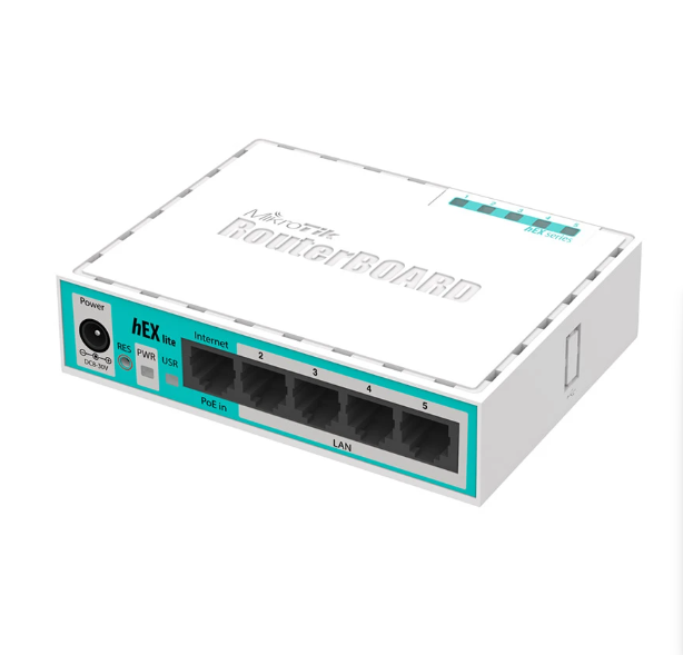 Picture of MikroTik RB750r2 hEX lite 850MHz, 5 Port, 64 MB RAM Router OS4