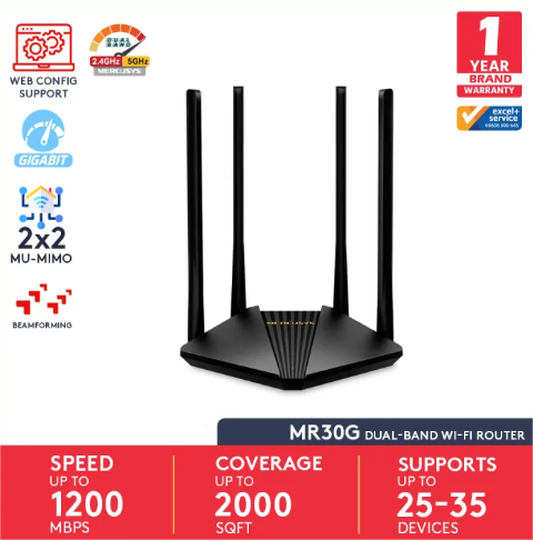 Picture of MERCUSYS MR30G AC1200 Mbps Gigabit Dual-Band Wi-Fi Router