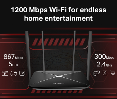 Picture of MERCUSYS AC12G AC1300 Dual Band Wireless Gigabit Router (4 Antenna)