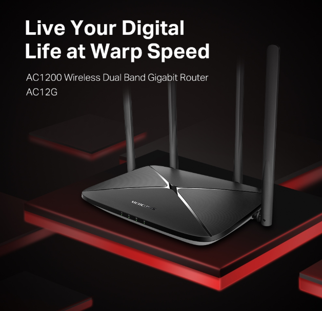 Picture of MERCUSYS AC12G AC1300 Dual Band Wireless Gigabit Router (4 Antenna)