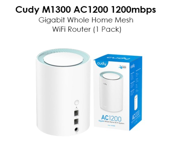 Picture of Cudy M1300 AC1200 Mbps Gigabit Dual-Band Mesh Wi-Fi 5 System (1-Pack)