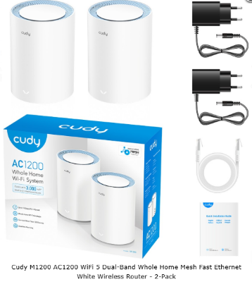 Picture of Cudy M1200 AC1200 Mbps Ethernet Dual-Band Mesh Wi-Fi 5 System (2-Pack)