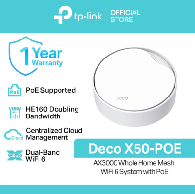 Picture of TP-Link Deco X50-PoE V2 AX3000 Mbps Gigabit Dual-Band Wi-Fi 6 System with PoE (1-Pack)