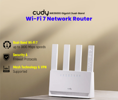 Picture of Cudy WR3600E BE3600 Mbps Gigabit Dual-Band Wi-Fi 7 Network Router