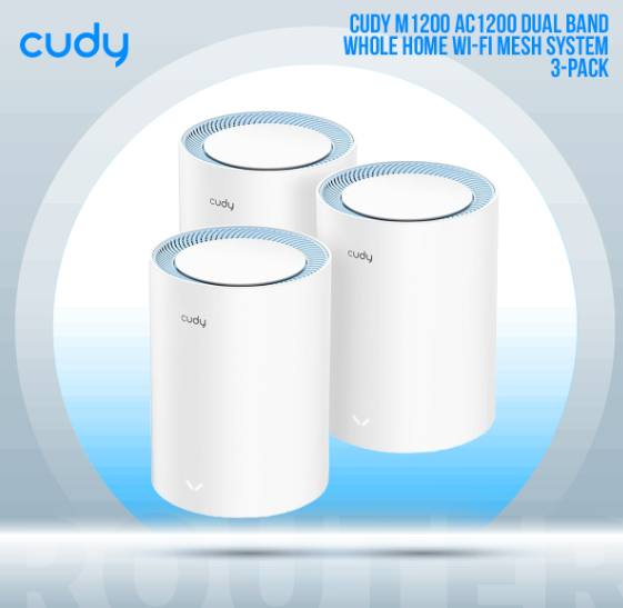 Picture of Cudy M1200 AC1200 Mbps Ethernet Dual-Band Mesh Wi-Fi 5 System (3-Pack)