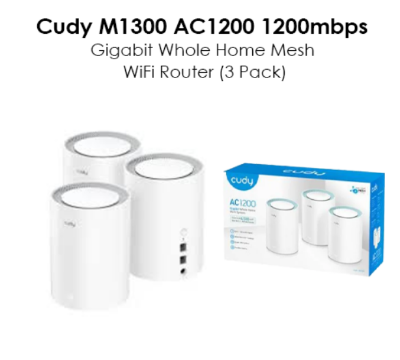 Picture of Cudy M1300 AC1200 Mbps Gigabit Dual-Band Mesh Wi-Fi 5 System (3-Pack)