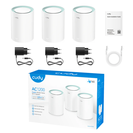 Picture of Cudy M1300 AC1200 Mbps Gigabit Dual-Band Mesh Wi-Fi 5 System (3-Pack)