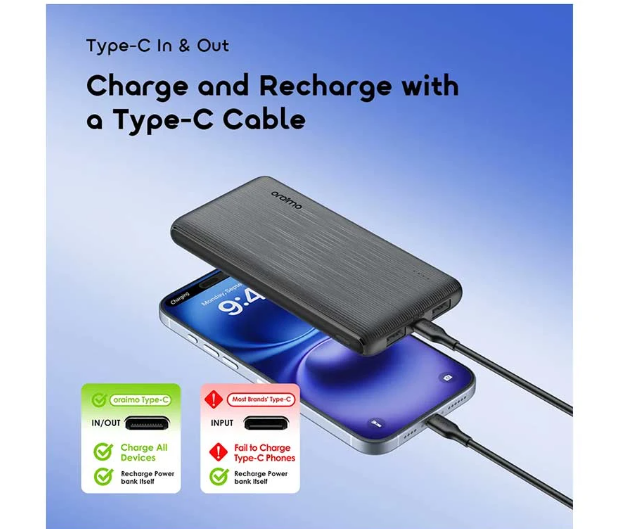 Picture of Oraimo PowerFlow B11 10000mAh 15W Black Power Bank
