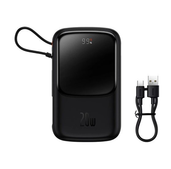Picture of Baseus PPQD060001 Qpow Pro Overseas Edition 10000mAh Black 20W Lightning & Type-C Power Bank with Digital Display
