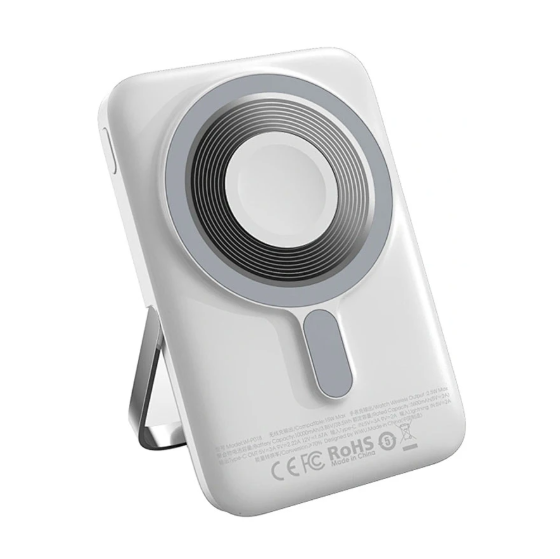 Picture of WIWU Elite Wi-P018 10000mAh White 15W MagSafe Qi Wireless Power Bank With Stand