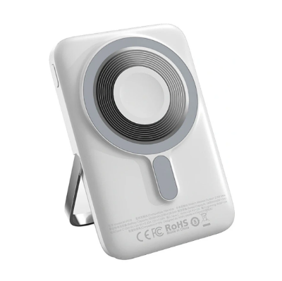 Picture of WIWU Elite Wi-P018 10000mAh White 15W MagSafe Qi Wireless Power Bank With Stand