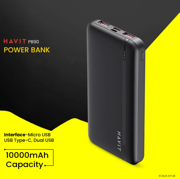Picture of Havit PB90 10000mAh Black 22.5W Power Bank with LED Indicator
