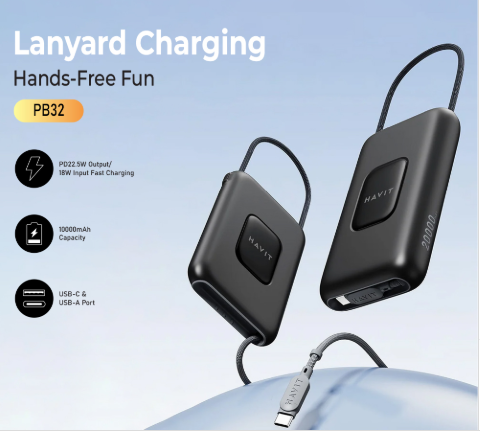 Picture of Havit PB32 10000mAh Black+Gray 22.5W Power Bank with LED Indicator