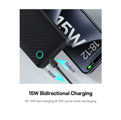 Picture of Baseus Airpow Lite P10067500123-00 10000mAh Cosmic Black 15W Power Bank with USB-A to Type-C Black Cable