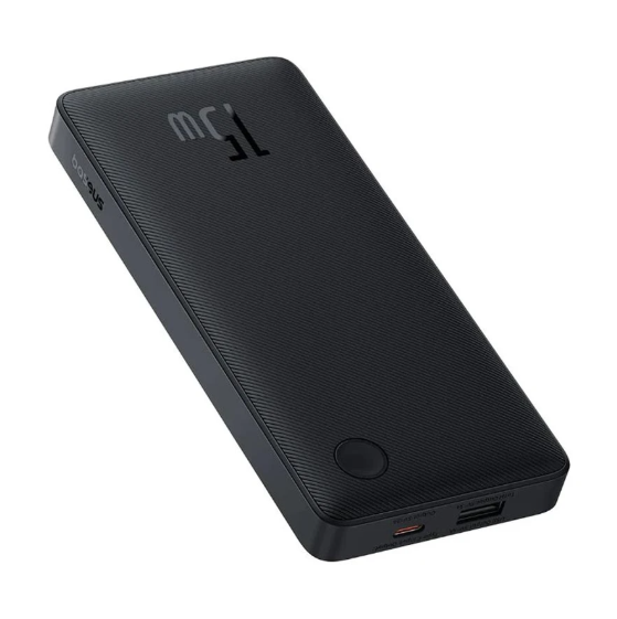 Picture of Baseus Airpow Lite P10067500123-00 10000mAh Cosmic Black 15W Power Bank with USB-A to Type-C Black Cable