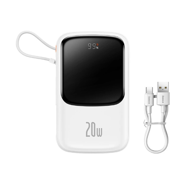 Picture of Baseus Qpow Pro Overseas Edition 10000mAh White 20W Lightning & Type-C Power Bank with Digital Display