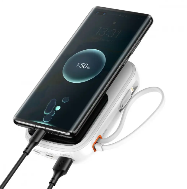 Picture of Baseus Qpow Pro Overseas Edition 10000mAh White 20W Lightning & Type-C Power Bank with Digital Display