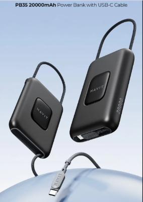 Picture of Havit PB35 20000mAh Black+Gray 22.5W Power Bank with LED Indicator
