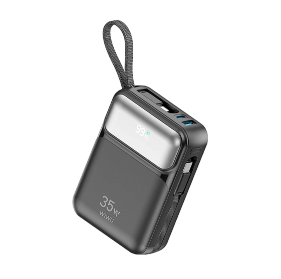 Picture of WiWU Galaxy Dual Cable 10000mAh Black 35W Power Bank with Digital Display