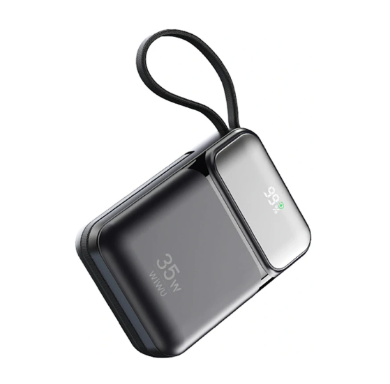 Picture of WiWU Galaxy Dual Cable 10000mAh Black 35W Power Bank with Digital Display