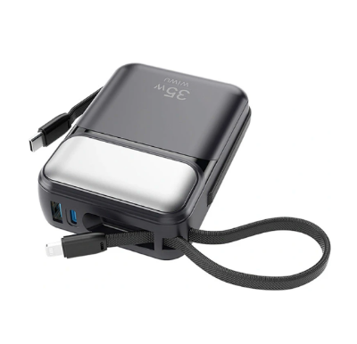 Picture of WiWU Galaxy Dual Cable 10000mAh Black 35W Power Bank with Digital Display