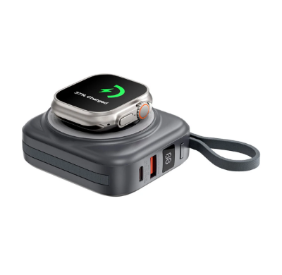 Picture of WiWU Cube Dual Cable 10000mAh Gray 22.5W MagSafe Qi Wireless Power Bank