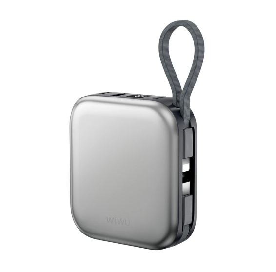 Picture of WiWU Cube Dual Cable 10000mAh Gray 22.5W MagSafe Qi Wireless Power Bank